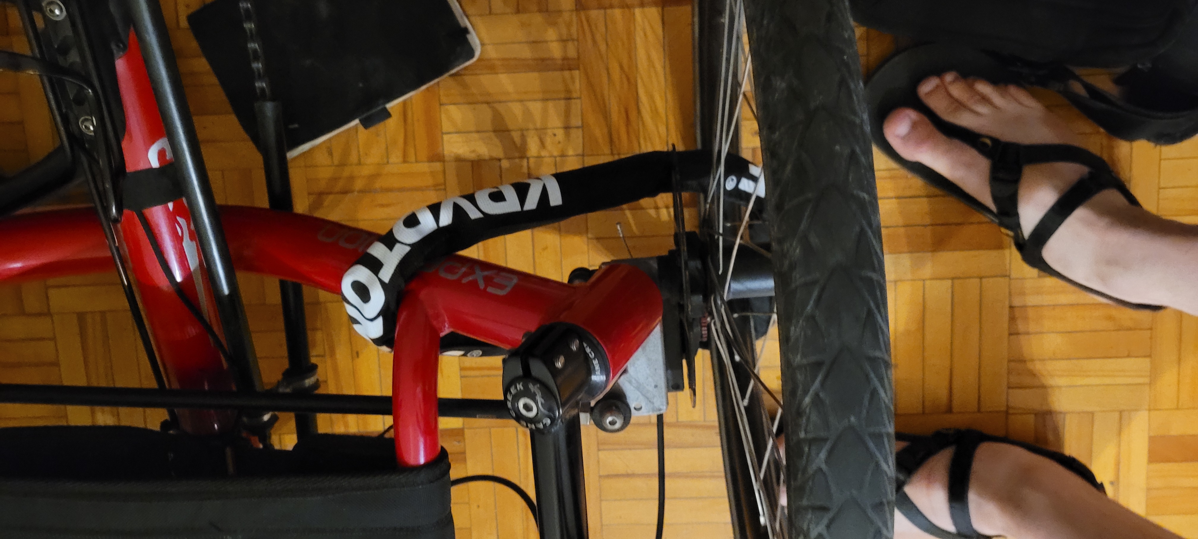 Front wheel locked with smallest and lightest Kryptonite chain