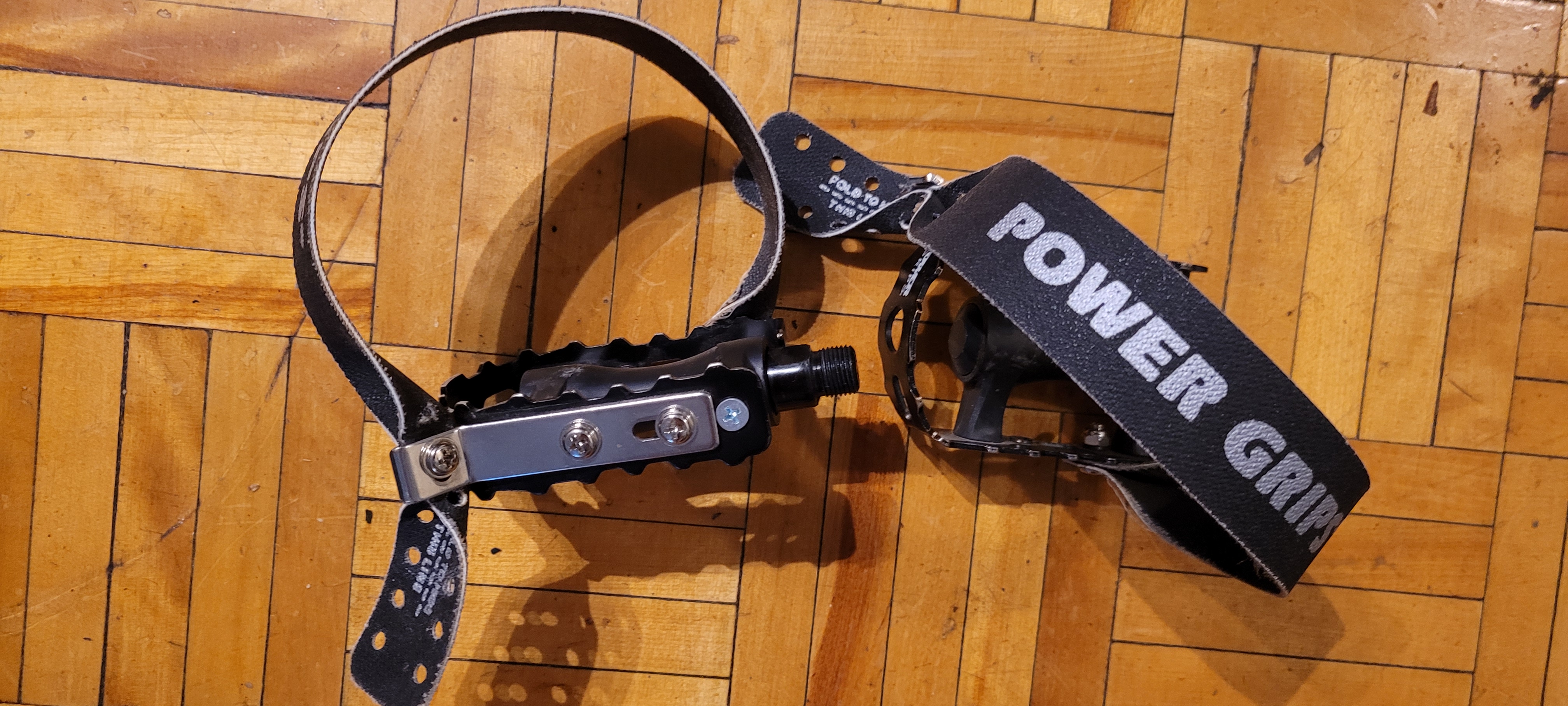Flat pedals and Power Grips® straps